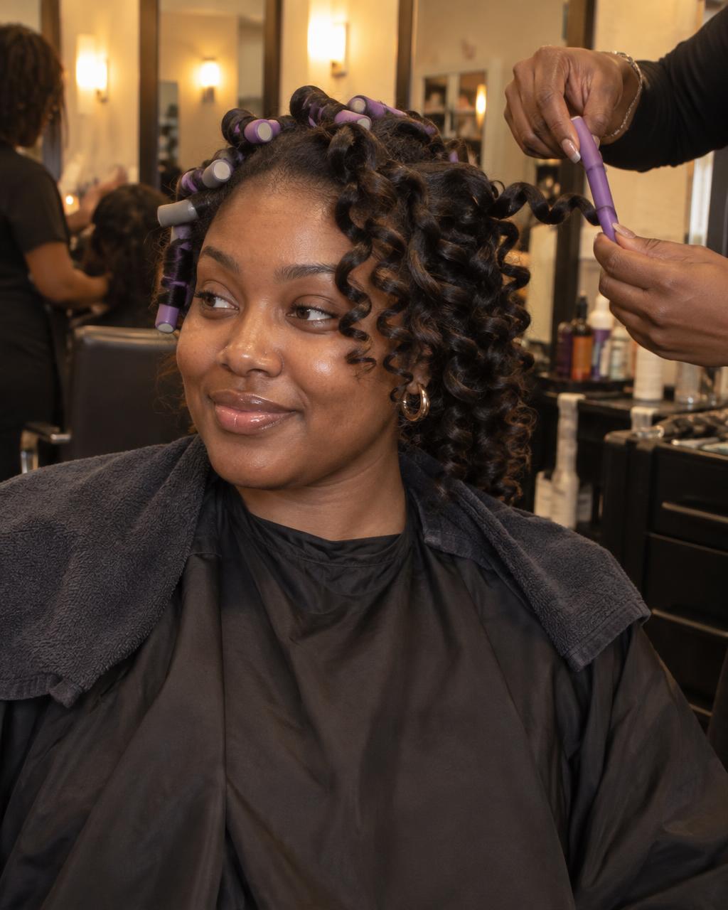 Finished Flexi rod set hairstyle